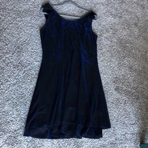 Blue glitter dress. Layered hem lined